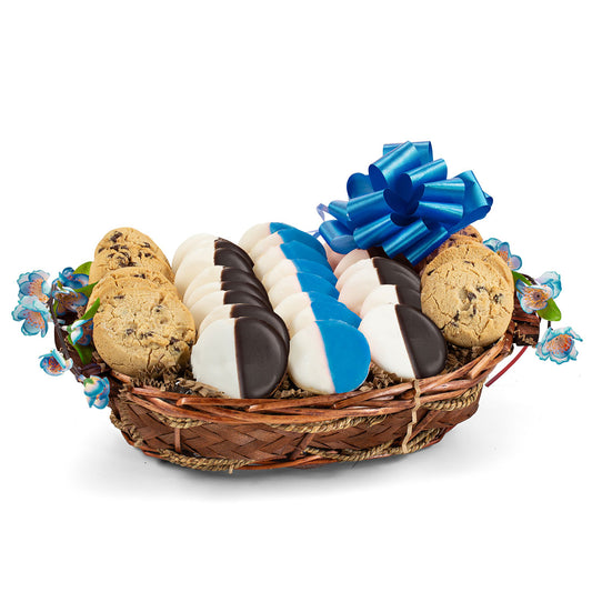 Hanukkah Greetings Cookie Gift Basket - Blue & White