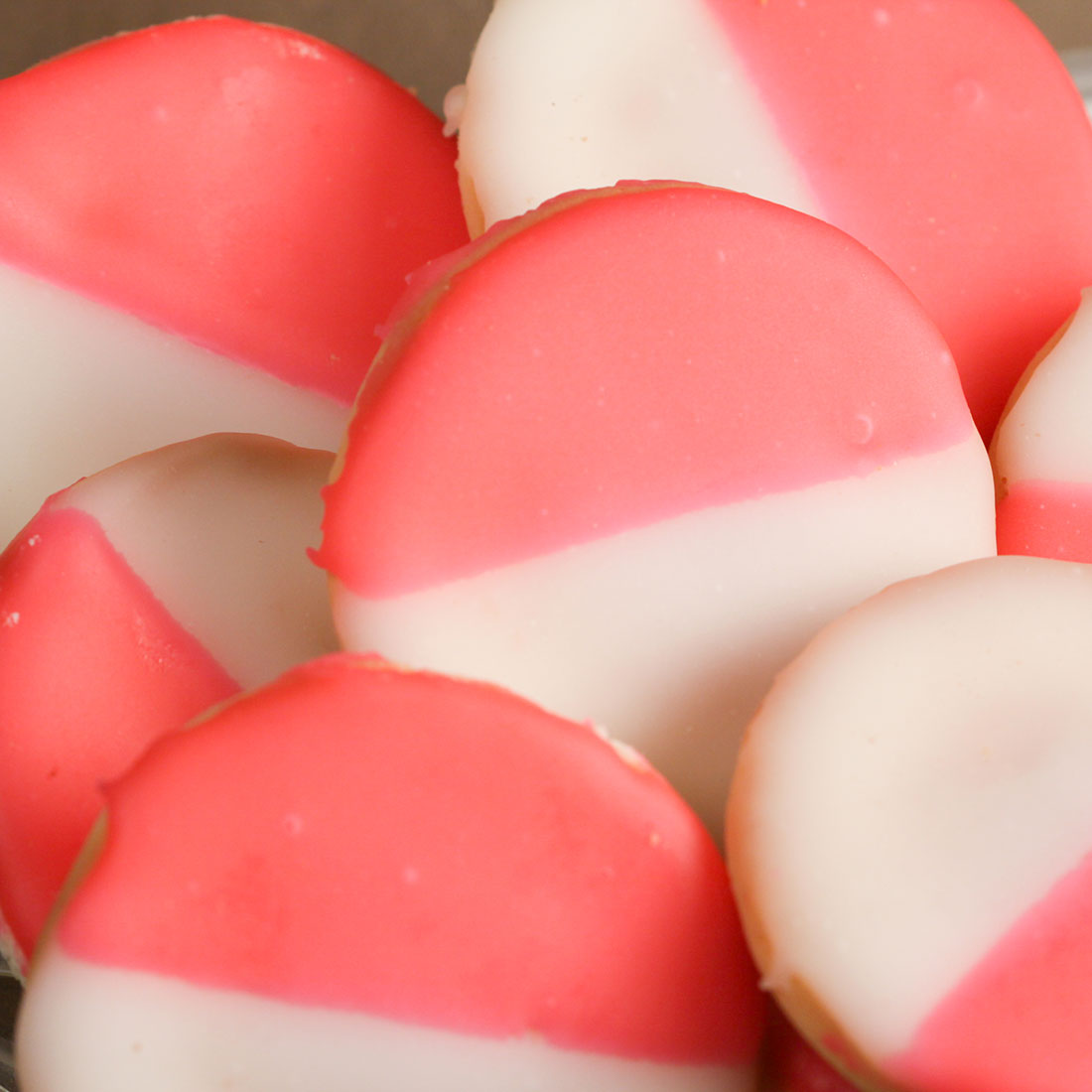 Mini Pink and White Hand Dipped Shortbread Cookies