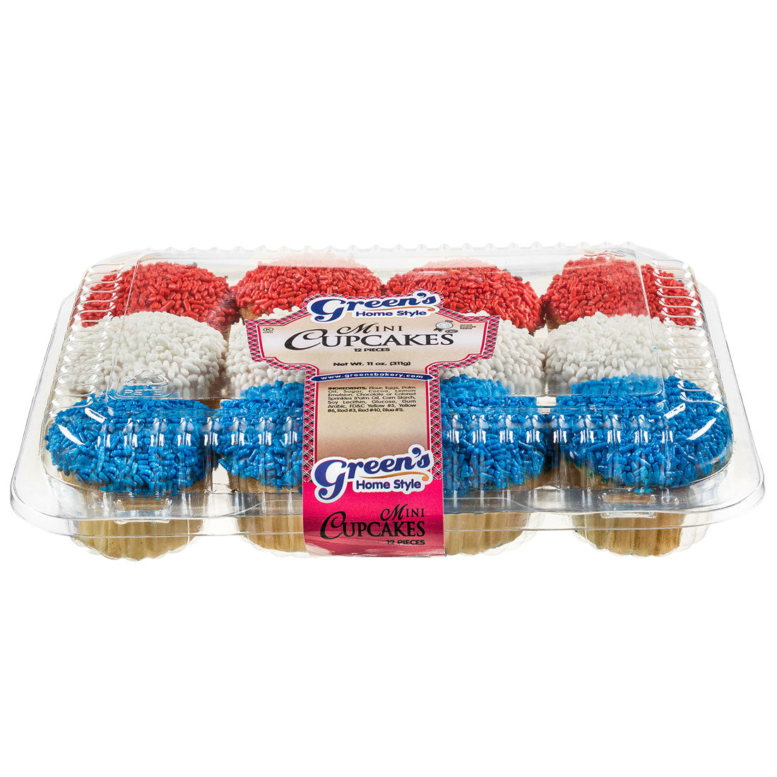 1 Dozen Mini Cupcakes With Red White & Blue Sprinkles