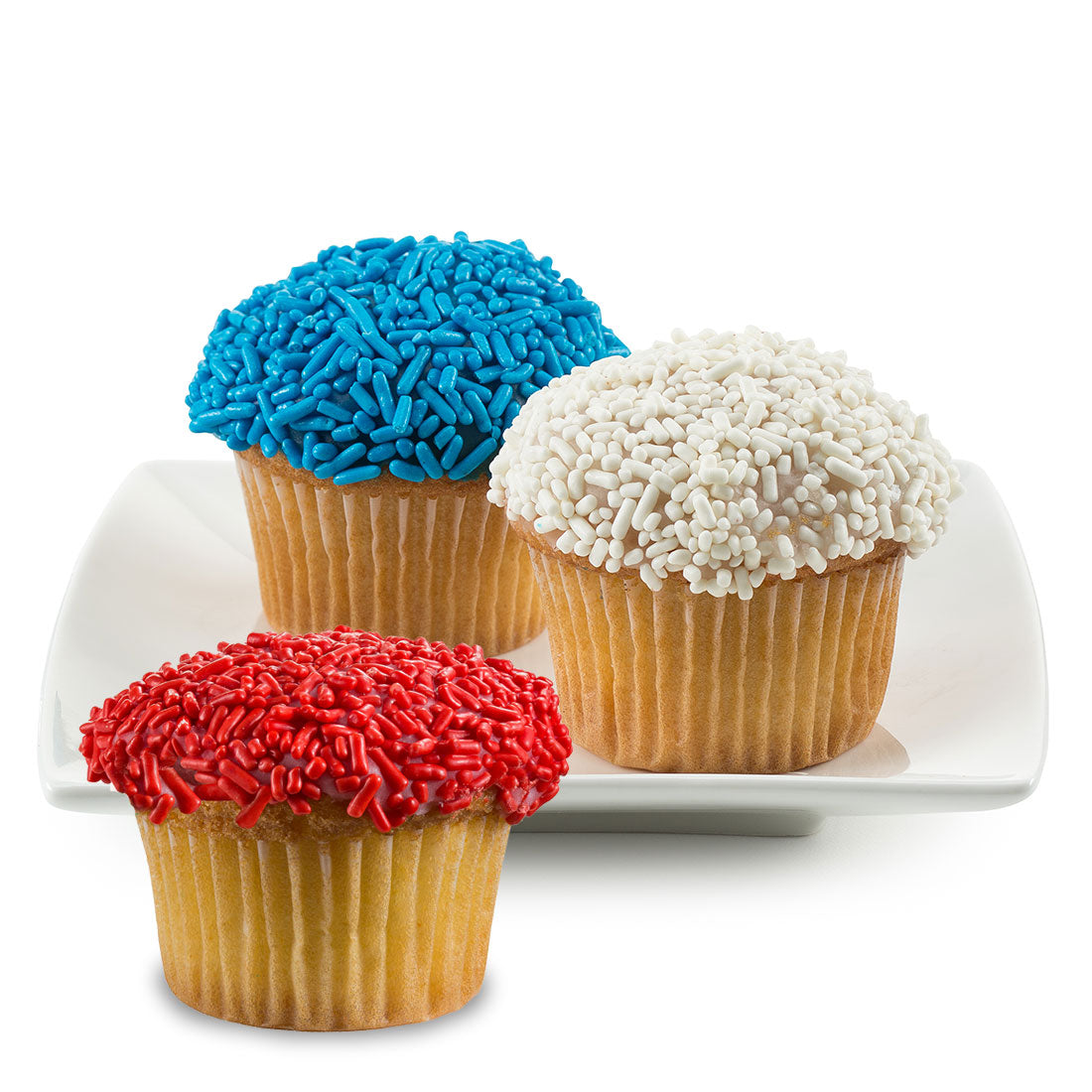 1 Dozen Mini Cupcakes With Red White & Blue Sprinkles