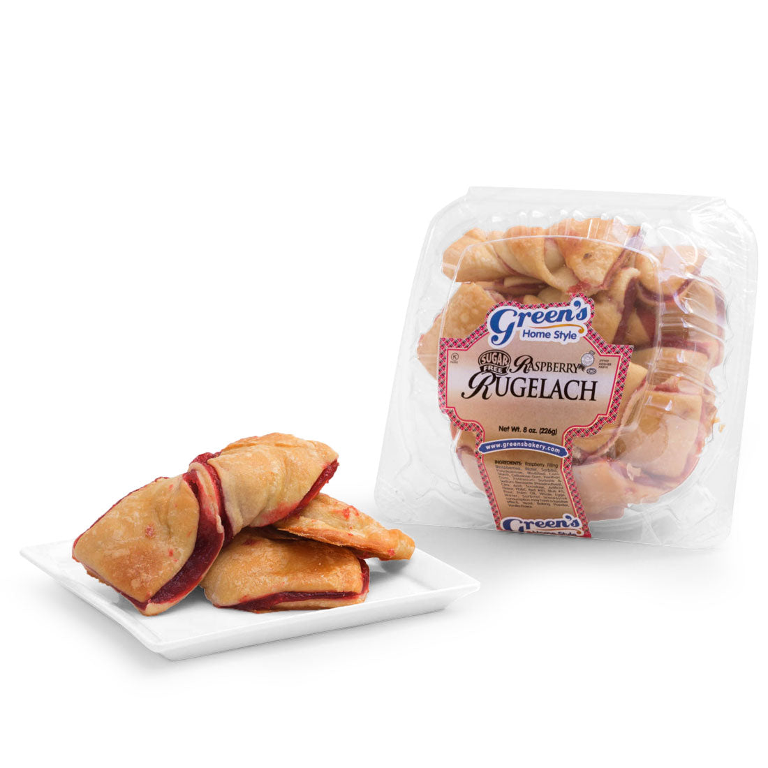 Sugar Free Kosher Raspberry Rugelach - Green's Bakery – Greens Babka Online